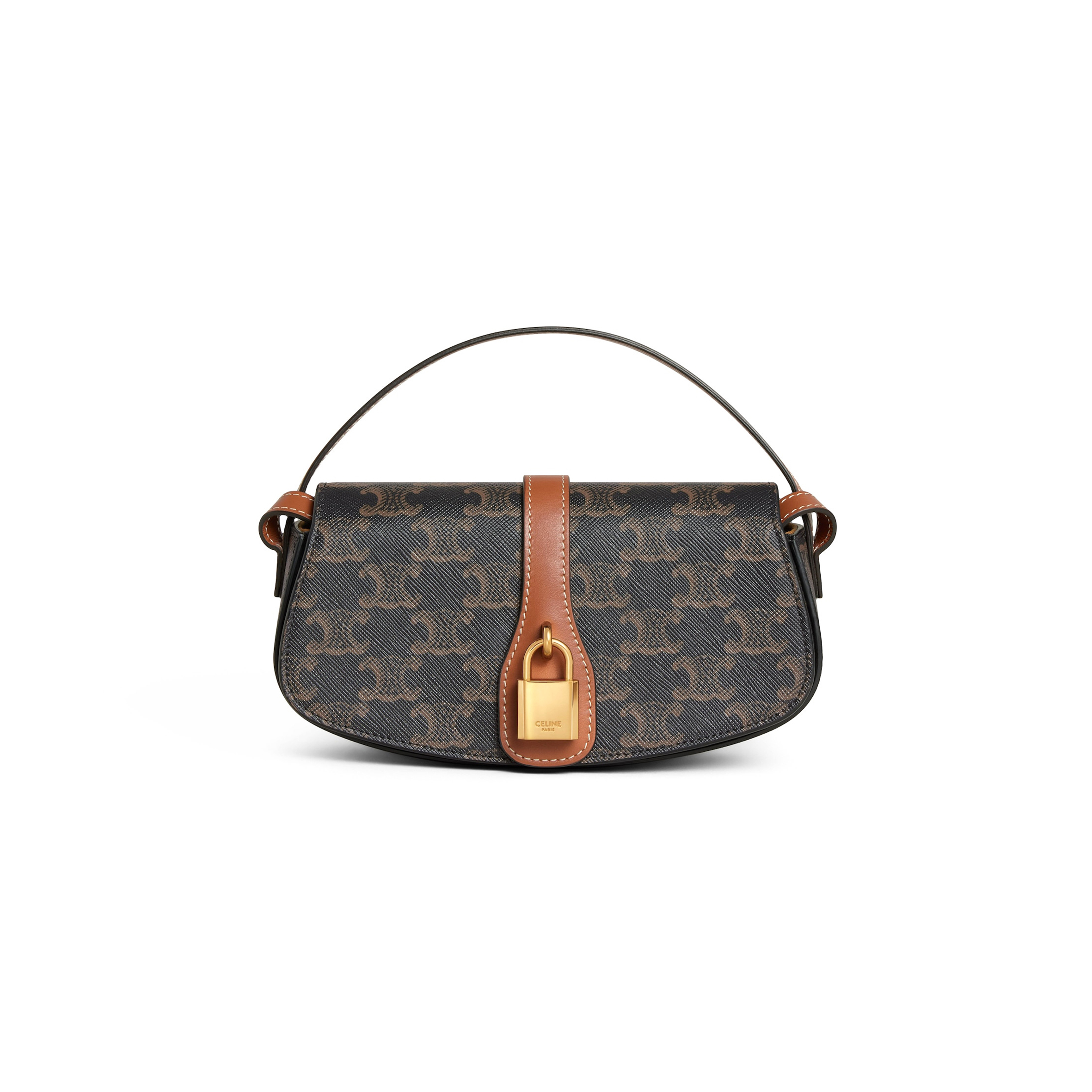 Ce**e clutch on strap tabou in triomphe canvas and calfskin 10i592dq2.04lu (18*8*5cm)